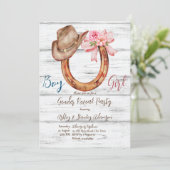 Rustige hoefijzer sekse onthult partij kaart (Staand voorkant)