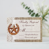 Rustige Hoefijzer Star Burlap Wedding RSVP-kaarten RSVP Kaartje (Staand voorkant)