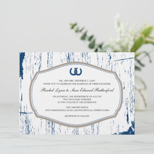 Rustige Hoefijzers Barn Wedding Kaart (Staand voorkant)