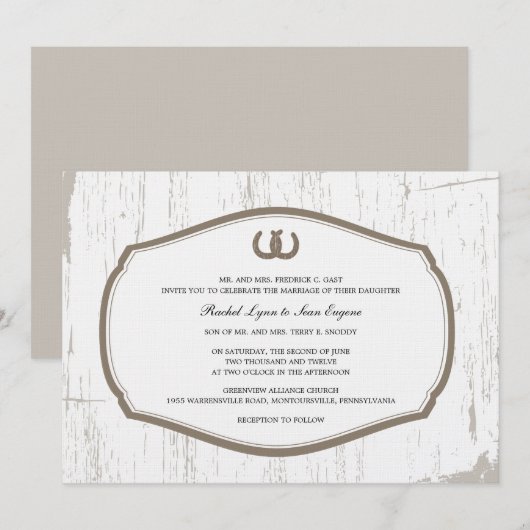 Rustige Hoefijzers Barn Wedding Kaart (Voorkant / Achterkant)