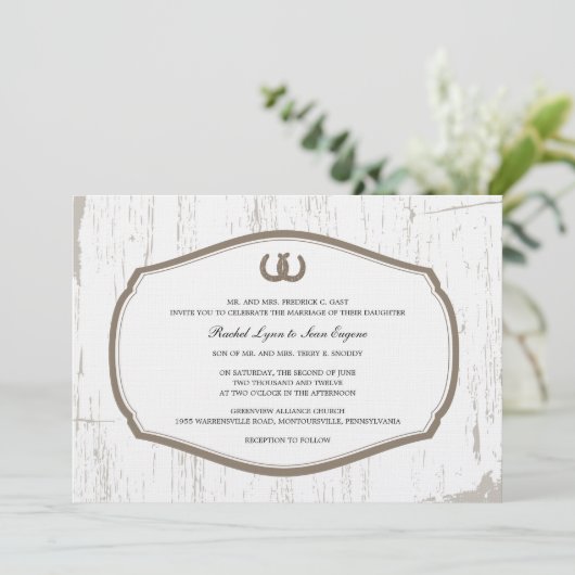 Rustige Hoefijzers Barn Wedding Kaart (Staand voorkant)