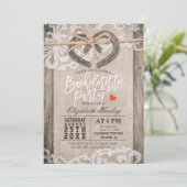 Rustige Hoefijzers Burlap Lace Bachelorette Party Kaart (Staand voorkant)