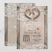 Rustige Hoefijzers Burlap Lace Bachelorette Party Kaart (Voorkant / Achterkant)
