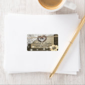 Rustige Hoefijzers Burlap Lace Sunflower Weddings Etiket (Insitu)