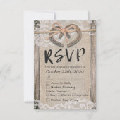Rustige Hoefijzers Burlap Lace Wedding RSVP Antwoo (Voorkant)