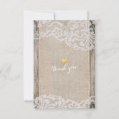 Rustige Hoefijzers Burlap Lace Wedding RSVP Antwoo (Achterkant)