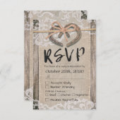 Rustige Hoefijzers Burlap Lace Wedding RSVP Antwoo (Voorkant / Achterkant)