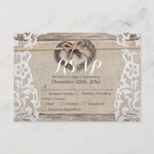 Rustige Hoefijzers Burlap Lace Wedding RSVP Antwoo