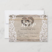 Rustige Hoefijzers Burlap Lace Wedding RSVP Antwoo (Voorkant)