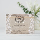 Rustige Hoefijzers Burlap Lace Wedding RSVP Antwoo (Staand voorkant)