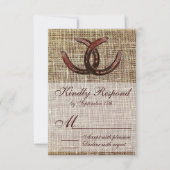 Rustige Hoefijzers Burlap Print Wedding RSVP-kaart RSVP Kaartje (Voorkant)