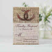 Rustige Hoefijzers Burlap Print Wedding RSVP-kaart RSVP Kaartje (Staand voorkant)