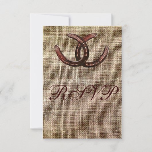 Rustige Hoefijzers Burlap Print Wedding RSVP-kaart RSVP Kaartje (Achterkant)