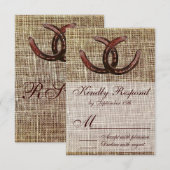 Rustige Hoefijzers Burlap Print Wedding RSVP-kaart RSVP Kaartje (Voorkant / Achterkant)