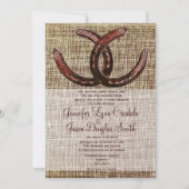 Rustige Hoefijzers Burlap Print Wedding-uitnodigin Kaart (Voorkant)