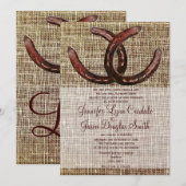 Rustige Hoefijzers Burlap Print Wedding-uitnodigin Kaart (Voorkant / Achterkant)
