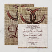 Rustige Hoefijzers Burlap Print Wedding-uitnodigin Kaart (Voorkant / Achterkant)