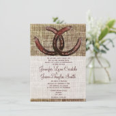 Rustige Hoefijzers Burlap Print Wedding-uitnodigin Kaart (Staand voorkant)