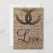 Rustige Hoefijzers Burlap Print Wedding-uitnodigin Kaart (Achterkant)