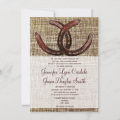 Rustige Hoefijzers Burlap Print Wedding-uitnodigin Kaart (Voorkant)