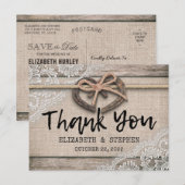 Rustige Hoefijzers Burlap Wedding Bedankt Briefkaart (Voorkant / Achterkant)