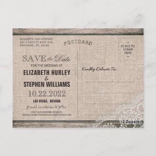 Rustige Hoefijzers Burlap Wedding Bedankt Briefkaart (Achterkant)