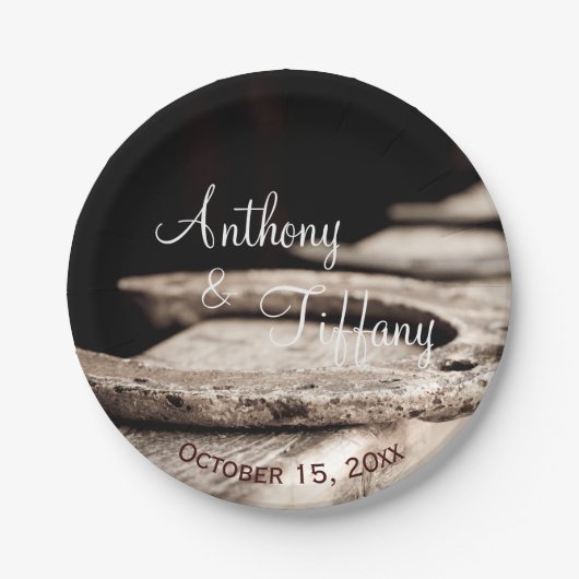 Rustige Hoefijzers Cowboy Wedding Cake Pape Papieren Bordje (Voorkant)