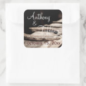 Rustige Hoefijzers Cowboy Wedding Favor Squ Vierkante Sticker (Tas)