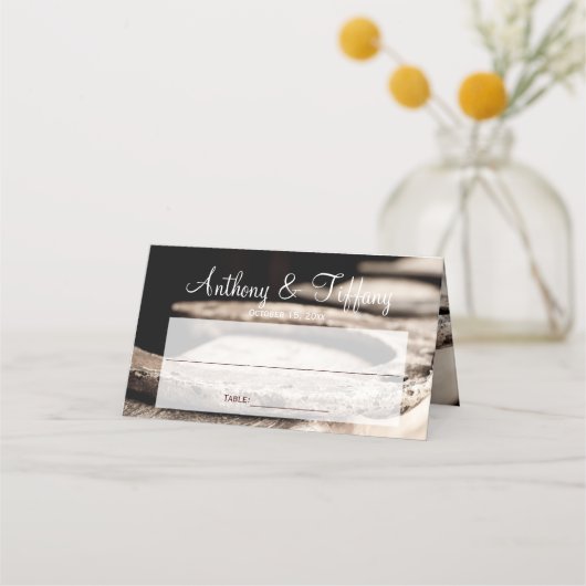 Rustige Hoefijzers Cowboy Wedding Plaatskaartje (Voorkant)