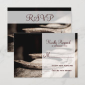 Rustige Hoefijzers Cowboy Wedding RSVP-kaart RSVP Kaartje (Voorkant / Achterkant)
