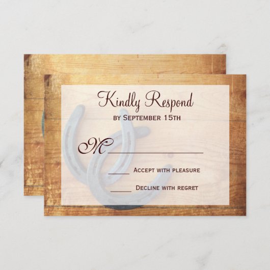 Rustige Hoefijzers die RSVP-kaarten wedden RSVP Kaartje (Voorkant / Achterkant)