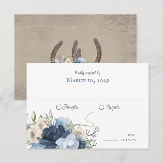 Rustige Hoefijzers en bloemen Barn Wood Kaart (Voorkant / Achterkant)