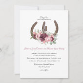 Rustige Hoefijzers en bloemen Bourgogne Roze Invit Kaart (Voorkant)