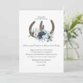 Rustige Hoefijzers en bloemen Dusty Blue Kaart (Staand voorkant)