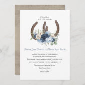 Rustige Hoefijzers en bloemen Dusty Blue Kaart (Voorkant / Achterkant)