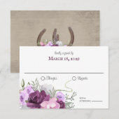 Rustige Hoefijzers en Flowers Barn Wood Uitnodigin Kaart (Voorkant / Achterkant)