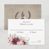 Rustige Hoefijzers en Flowers Barn Wood Uitnodigin Kaart (Voorkant / Achterkant)