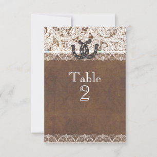 Rustige Hoefijzers en Lace Country Table Numbers Kaart
