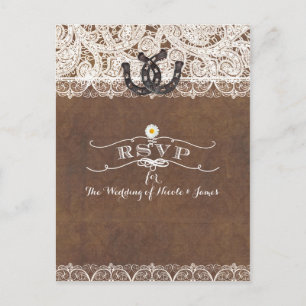 Rustige Hoefijzers & Lace Country Westerne RSVP-ka Uitnodiging Briefkaart