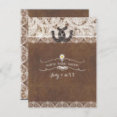 Rustige Hoefijzers & Lace LAND BEWAREN DE DATUM Aankondigingskaart (Voorkant / Achterkant)