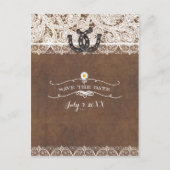 Rustige Hoefijzers & Lace LAND BEWAREN DE DATUM Aankondigingskaart (Voorkant)