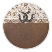 Rustige Hoefijzers & Lace Land Western Elegant Keramische Knop (Voorkant)