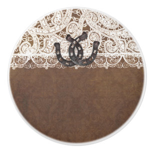 Rustige Hoefijzers & Lace Land Western Elegant Keramische Knop
