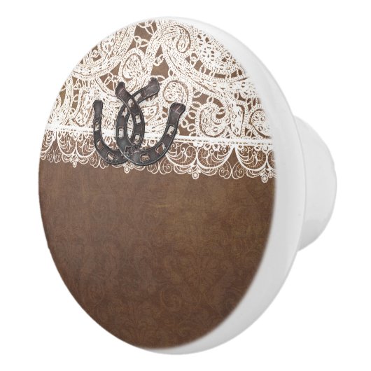 Rustige Hoefijzers & Lace Land Western Elegant Keramische Knop (Rechts)