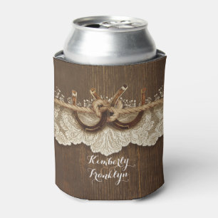 Rustige Hoefijzers Lace Wood Brown Wedding Blikjeskoeler
