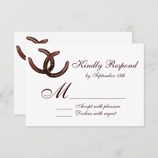 Rustige Hoefijzers Landbruiloft RSVP-kaarten RSVP Kaartje (Voorkant / Achterkant)