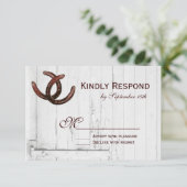 Rustige Hoefijzers Landbruiloft RSVP-kaarten RSVP Kaartje (Staand voorkant)