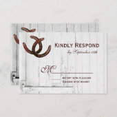 Rustige Hoefijzers Landbruiloft RSVP-kaarten RSVP Kaartje (Voorkant / Achterkant)