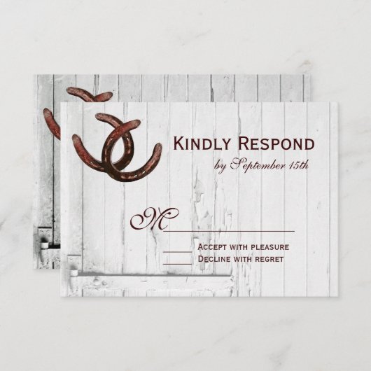 Rustige Hoefijzers Landbruiloft RSVP-kaarten RSVP Kaartje (Voorkant / Achterkant)