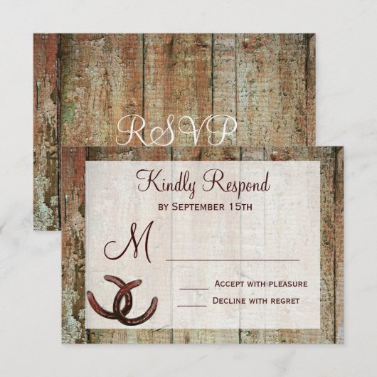 Rustige Hoefijzers Landbruiloft RSVP-kaarten RSVP Kaartje (Voorkant / Achterkant)